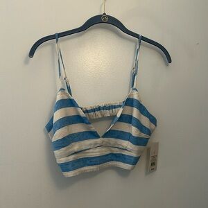 Target Beach Bungalow Linen Bralette Tank Top - A New Day Blue / White Small NWT